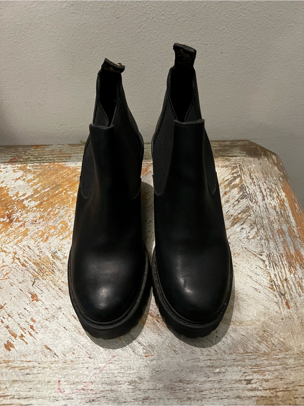 Dr. Martens Black Leather Chelsea Heeled Ankle Boots Grunge Goth Whimsigoth - Picture 2 of 11